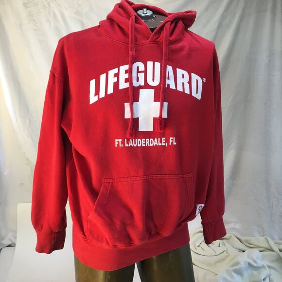 Lifeguard Hoodie Officially Licensed Popular Mens Med Red Fort Lauderdale - Picture 1 of 16